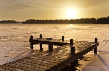 Dock on frozen lake